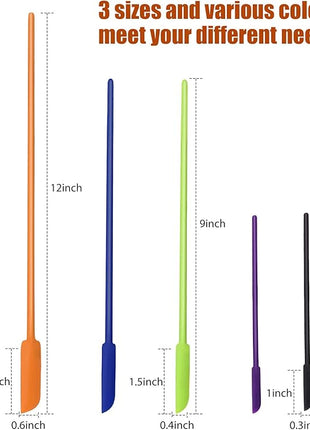 Boao Makeup Spatula 6pcs, Multicolor Beauty Spatula Set, Mini Silicone for Food Bottle Kitchen Jar Reusable Flexible, 3 Sizes(Red, Orange, Blue, Green, Purple, Black)