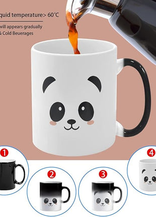 Heat Changing Mug, Funny Panda Color Changing Ceramic Coffee Mug,11 oz Heat Sensitive Magic Cup Xmas Gift for Mom Sisters Girlfriends Friends, Cute Birthday Christmas Gift for Women Men Kids