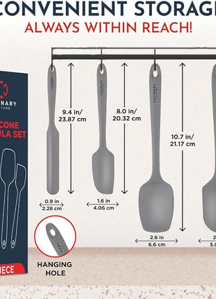 4-Piece Grey Baking Spatula Set - Holiday Baking Essentials, Rubber Spatulas Silicone Heat Resistant, BPA-Free - Spatula Set for Nonstick Cookware - Silicone Baking Utensils
