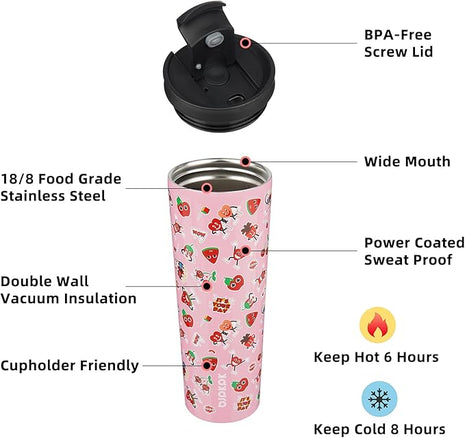 BJPKPK 34oz Stainless Steel Insulated Tumbler With lid And Straw Travel Coffee Thermal Tumblers Cup For Women And Men,Passionate Pink