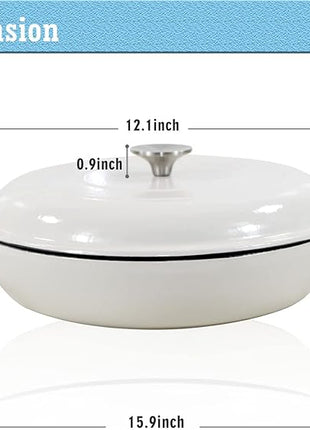 Cast Iron Dutch Oven 3.8 Quart Dutch Oven Pot with lid White Heavy Duty Dutch Oven Dual Handles Porcelain Enameled Cast Iron Skillet Family or Friends Gifts