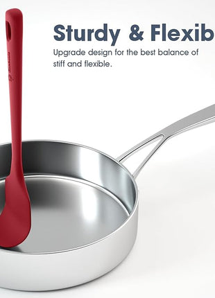 5 Pieces Silicone Spatula Set, Food Grade Rubber Spatula, Upgrade Strong Handle with Ergonomic Grip, Heat Resistant Up to 600°F for Nonstick Cookware, Cooking Red