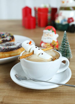 LE TAUCI 3 oz Espresso Cups with Saucers, Demitasse Coffee Cup for Shot, Lungo, Ristretto - 3 inch, Set of 4, White