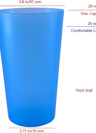 Unbreakable Plastic Cups Reusable - 28 oz Plastic Tumblers set of 12, BPA-Free Dishwasher Safe & Lightweight Reusable Cups for Kitchen, Home, Office, Outdoor