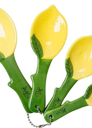 Lemon Ceramic Spoons Set: Lemon Shaped Measuring Spoons: 1 Tablespoon, 1 Teaspoon, 1/2 Teaspoon and 1/4 Teaspoon