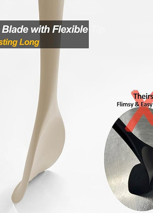 Upgrade Silicone Spatula Spoon Set,VOVOLY Heat Resistant Rubber Spoonula, Seamless Non-Stick Flexible Scrapers for Baking Mixing Tool,3 Pack, Kahki