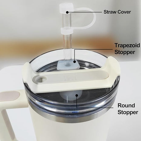 Silicone Spill Stopper Set Compatible with Stanley Cup 2.0 30oz & 40oz with Straw Cover (Set of 2, Clear)
