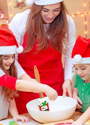 BOYAN Christmas Silicone Spatula, Set of 4, Christmas Spatulas with Wooden Handle for Baking, Kitchen Utensils Baking Supplies for Cooking, Gifts and Decoration