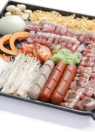 COOKKING - Master Grill Pro, Korean Traditional BBQ Grill Pan - Stovetop Nonstick Indoor/Outdoor Smokeless BBQ Cast Aluminum Grill Pan (MasterGrill Pro)