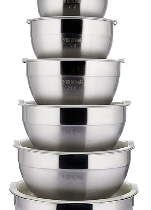 YIHONG Stainless Steel Mixing Bowls Set, 7 Piece Metal Mixing Bowls with Lids Set for Kitchen, Nesting Steel Mixing Bowls Ideal for Baking, Prepping, Cooking, and Serving Food(White)
