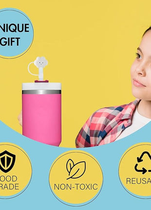 8Pc Straw Cover for Stanley Cup, Silicone Straw Topper for Stanley Cup 30&40oz with Tumblers, 10mm 0.4in Lid Accessories (Reusable)