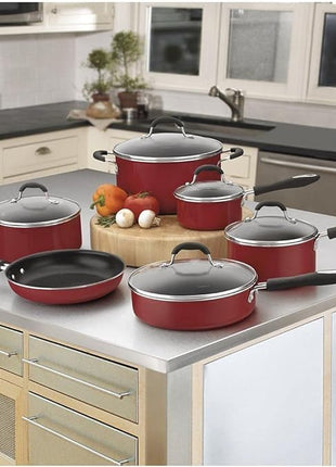Cuisinart 55-11R 11-Piece Set Advantage Nonstick Cookware, Red