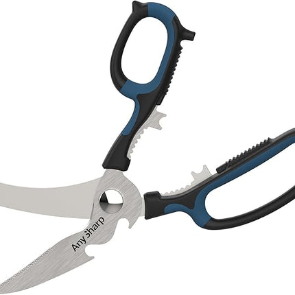 AnySharp 5-in-1 Multi-Function Kitchen Shears - Kitchen Scissors Heavy Duty with Hardened Steel Blades - Cut Chicken Bones and Thick Fabrics - Grip for Both Left and Right Handed - Dishwasher Safe