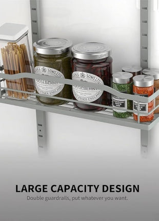 Moforoco Grey 9-Tier Over The Door Pantry Organizer, Pantry Organization and Storage, Black Hanging Basket Wall Spice Rack Seasoning Shelves