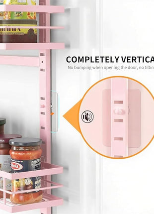 Moforoco Pink 9-Tier Over The Door Pantry Organizer, Pantry Organization and Storage, Black Hanging Basket Wall Spice Rack Seasoning Shelves