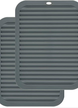 Smithcraft Silicone Trivets for Hot Dishes, Pots and Pans, Hot Pads for Kitchen, Heat Resistant Mat Quartz Countertops, Silicone Mats for Kitchen Counter, Table Pot Holders Trivet mat Set 2 Dark Grey