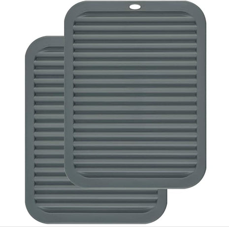 Smithcraft Silicone Trivets for Hot Dishes, Pots and Pans, Hot Pads for Kitchen, Heat Resistant Mat Quartz Countertops, Silicone Mats for Kitchen Counter, Table Pot Holders Trivet mat Set 2 Dark Grey