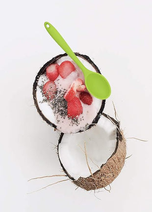 Meajore 2 Pcs Silicone Spoons for Cooking Heat Resistant, Hygienic Design Cooking Utensi Mixing Spoons for Kitchen Cooking Baking Stirring Mixing Tools (Green)