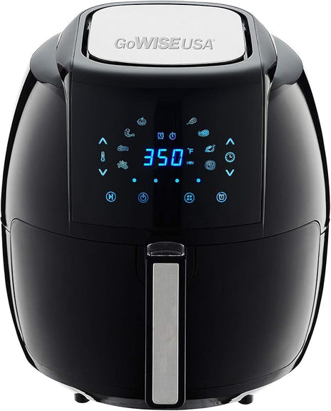 GoWISE USA 1700-Watt 5.8-QT 8-in-1 Digital Air Fryer with Recipe Book, Black