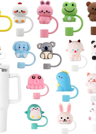 14P Straw Cover for Stanley Cup, Silicone Straw Topper for Stanley Cup 30&40oz with Tumblers, 10mm 0.4in Lid Accessories (Reusable)