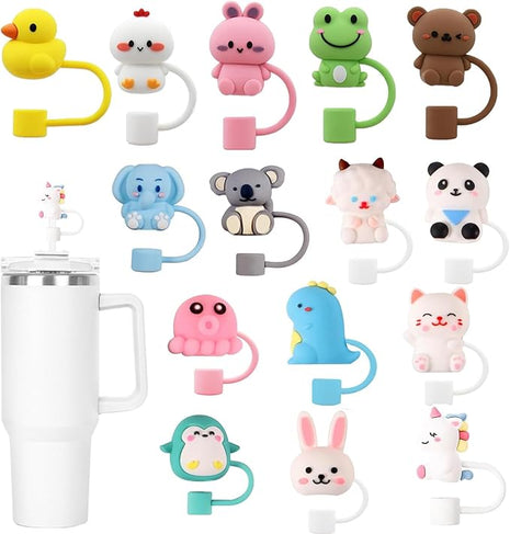 14P Straw Cover for Stanley Cup, Silicone Straw Topper for Stanley Cup 30&40oz with Tumblers, 10mm 0.4in Lid Accessories (Reusable)