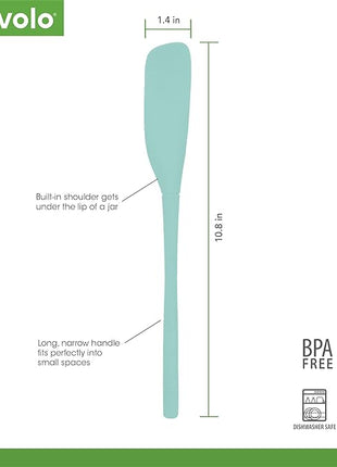 Tovolo Flex-Core Silicone Spatula Jar Scraper - Long-Handled Rubber Spatula with Angled Head for Scooping & Scraping - Heat-Resistant Spatulas for Kitchen Use, Dishwasher Safe & BPA-Free