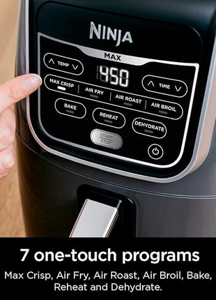 Ninja AF161 Max XL Air Fryer that Cooks, Crisps, Roasts, Bakes, Reheats and Dehydrates, with 5.5 Quart Capacity, and a High Gloss Finish, Grey