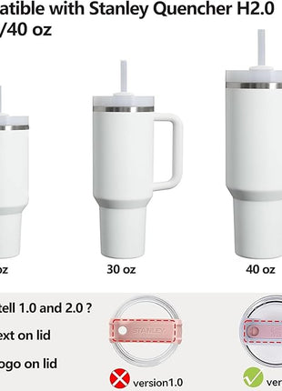 Silicone Spill Stopper Set Compatible with Stanley Cup 2.0 30oz & 40oz with Straw Cover (Set of 2, Frost)