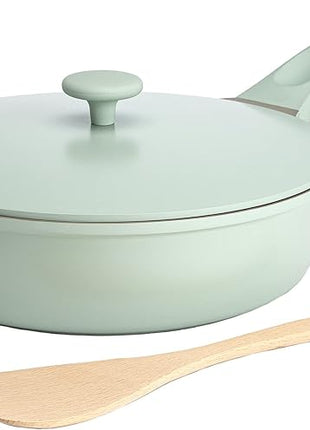 Goodful All-in-One Pan, Multilayer Nonstick, High-Performance Cast Construction, Multipurpose Design Replaces Multiple Pots and Pans, Dishwasher Safe Cookware, 11-Inch, 4.4-Quart Capacity, Sage Green