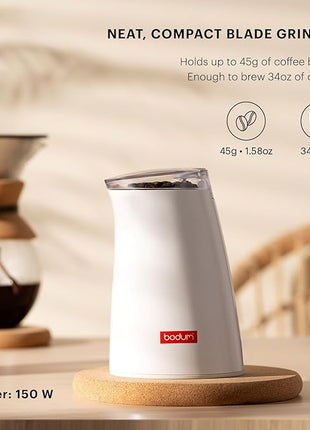 Bodum C-Mill Electric Blade Coffee and Spice Grinder, Stainless Steel Blade, White
