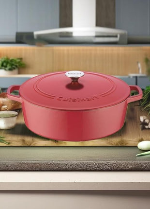 Cuisinart Chef's Classic Enameled Cast Iron Oval Covered Casserole (Peony Pink, 7- Quart)