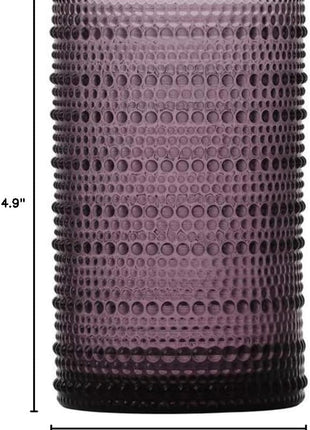 Fortessa Jupiter Beaded Hobnail Glass, 13 Ounce Iced Beverage (Set of 6), Purple