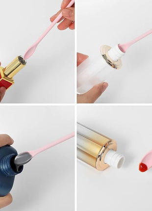 6 Pieces Multi Size Makeup Spatula, Beauty Spatula, Mini Small Silicone Spatula Set for Beauty and Kitchen, Tiny Scraper for Jar, Kitchen Bottles, Cosmetic (Pink)