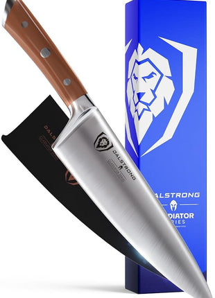 Dalstrong Chef Knife - 8 inch - Gladiator Series - Forged High Carbon German Steel - Orange ABS Handle - Full Tang Kitchen Knife - Cooking Knife - w/Sheath - Razor Sharp Chef's Knife - NSF Certified