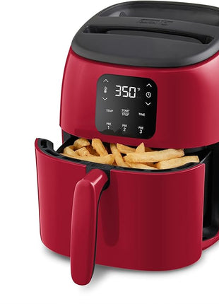 DASH Tasti-Crisp™ Electric Air Fryer Oven, 2.6 Qt., Red – Compact Air Fryer for Healthier Food in Minutes, Ideal for Small Spaces - Auto Shut Off, Digital, 1000-Watt