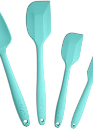 4 Piece Silicone Spatula Set, Flexible Heat Resistant Non-scratch Baking Cooking Rubber Spatulas with Stainless Steel Core, Aqua Sky