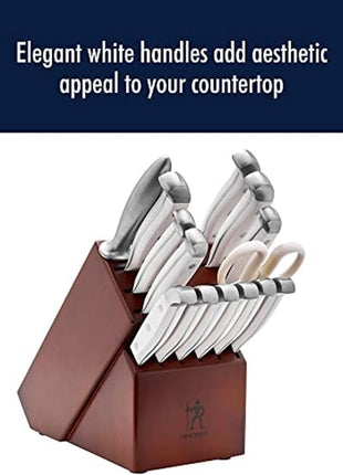 HENCKELS Statement Razor-Sharp 15-Piece White Handle Knife Set with Block, German Engineered Knife Informed by over 100 Years of Mastery