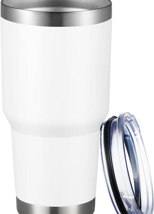 MEWAY 30oz Tumbler Double Wall Vacuum Insulated Travel Mug, Stainless Steel Tumbler with Lid, Durable Powder Coated Insulated Coffee Cup for Cold & Hot Drinks (White,1 PACK)