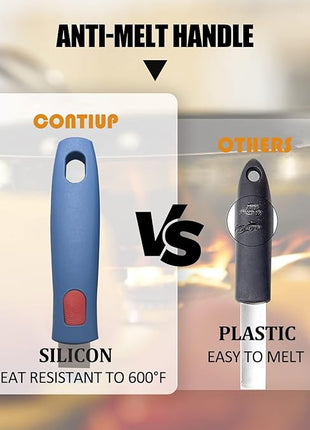 Silicone Spatula Turner, High Heat Resistant Rubber Baking Spatula, Non-Stick Slotted Wide Fish Slice Spatulas for Cooking, Large Kitchen Utensil for Pancake Omelette Egg - Hazy Blue