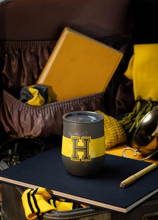 Corkcicle Stemless Insulated Wine Glass Tumbler - Keeps Beverages Cold 6 Hours & Hot 3 Hours - Stainless Steel - Easy-Grip - Summer Drinkware Gift - Keeps Drinks Ice Cold - 12 oz - Hufflepuff