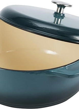 Amazon Basics Cast Iron Dutch Oven Pot with Lid, Enameled, Round, Dual Handles, Heavy-Duty, Medium, 6-Quart, Gray