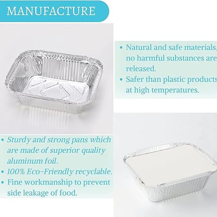 1 Lb Small Aluminum Pans with Lids(40 Pack - 5"×4") Tin Foil Pans Disposable Cookware- Cardboard Lids, for Cooking Baking Party Meal,Takeout Trays - To Go Disposable Food Container