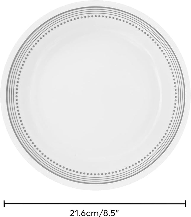 Corelle Dinnerware Set (4pc Set, Mystic Gray)-Set for 4 | Includes 4 x Side Plates | 80% Recycled Glass | 3 X More Durable, Half the Space & Weight of Traditional Ceramic
