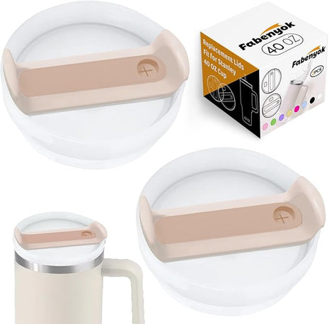 40 OZ Tumbler Lid Replacement - 2 Pack Spill Proof Covers for Stanley Travel Tumbler (Opaque - Rose Quartz)