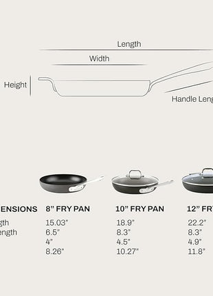 All-Clad HA1 Hard Anodized Nonstick Fry Pan Set – 3-Piece Cookware, 8", 10", 12" Skillets with Lid, Induction Compatible, Oven Safe to 500°F, Lid Safe to 350°F, Black