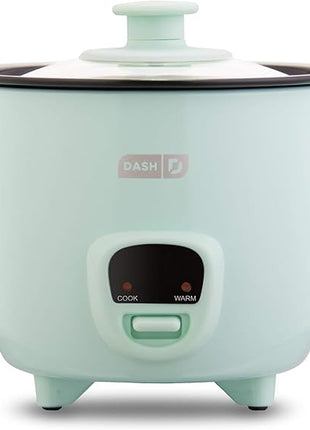 Dash DFAF455GBAQ01 Deluxe Electric Air Fryer + Oven Cooker, 6 Quart, 6 qt, Aqua & DRCM200GBAQ04 Mini Rice Cooker Steamer with Removable Nonstick Pot, Keep Warm Function & Recipe Guide, Aqua