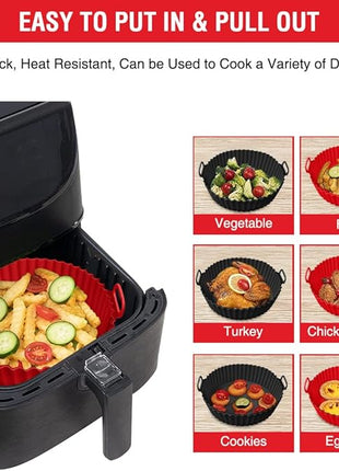 Silicone Liners for Ninja Air Fryer AF101/161/150, Compatible with COSORI/Gourmia/PowerXL/Instant Essentials/Fabuletta/Chefman/Dreo/Ultrean Air Fryer 3-5QT