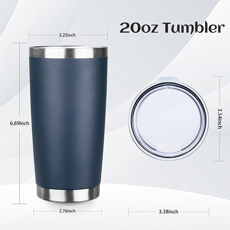 StarSpeed 20oz Tumbler Bulk with Lid, Stainless Steel Insulated Tumblers Double Wall Vacuum Insulated Travel Mug, Powder Coated Coffee Cups for Hot and Cold Drinks(Navy Blue,8)