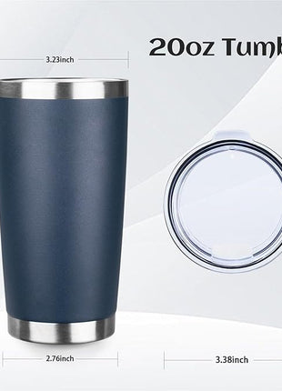 StarSpeed 20oz Tumbler Bulk with Lid, Stainless Steel Insulated Tumblers Double Wall Vacuum Insulated Travel Mug, Powder Coated Coffee Cups for Hot and Cold Drinks(Navy Blue,1)