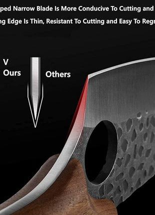 Huusk Viking Knife, Japanese Meat Cleaver Knives Forged Boning Knife with Sheath, High Carbon Steel Japan Butcher Fillet Chef Knives for Kitchen, Camping, Christmas Gifts for Men Women